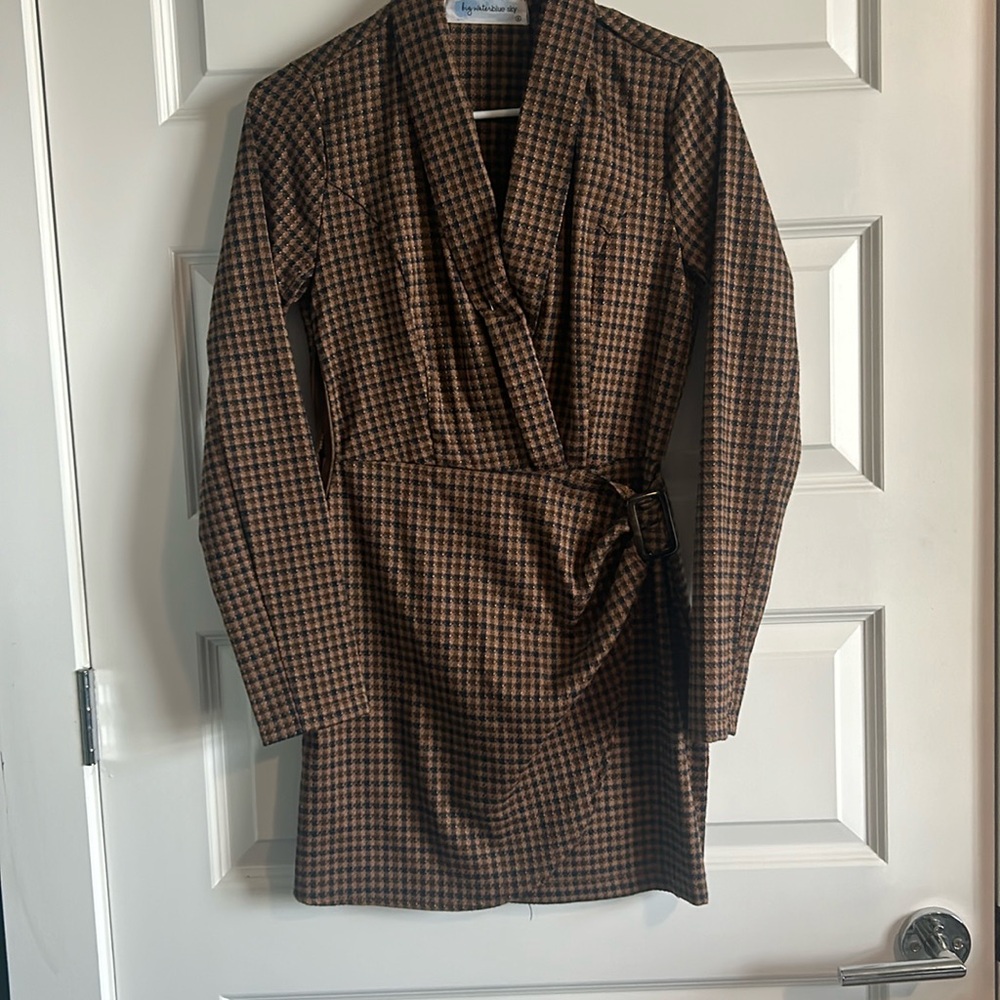 Brown houndstooth blazer dress
